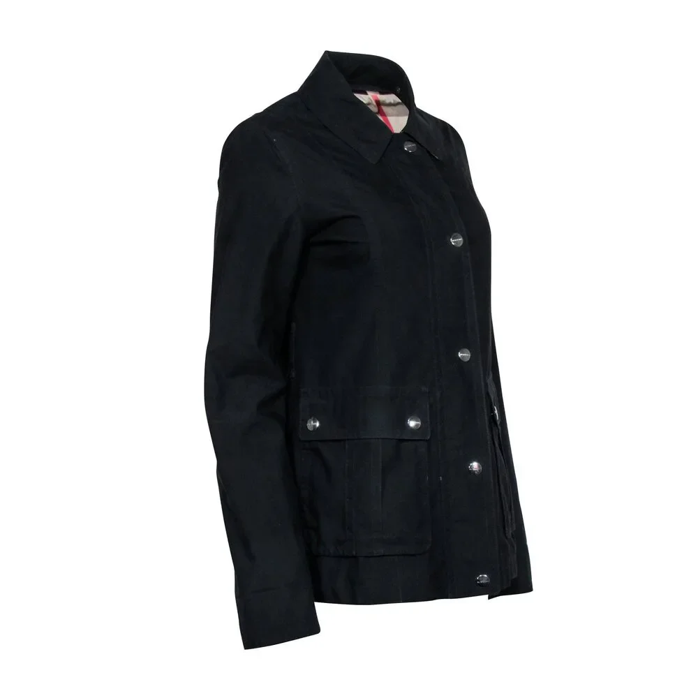 Burberry Brit - Black Lightweight Zipper Jacket Sz 4 - Picture 2 of 3
